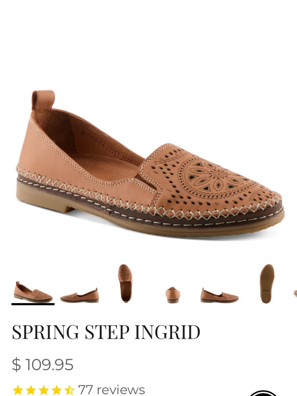 Spring Step Ingrid Camel Brown Leather Slip On Loafer Shoes